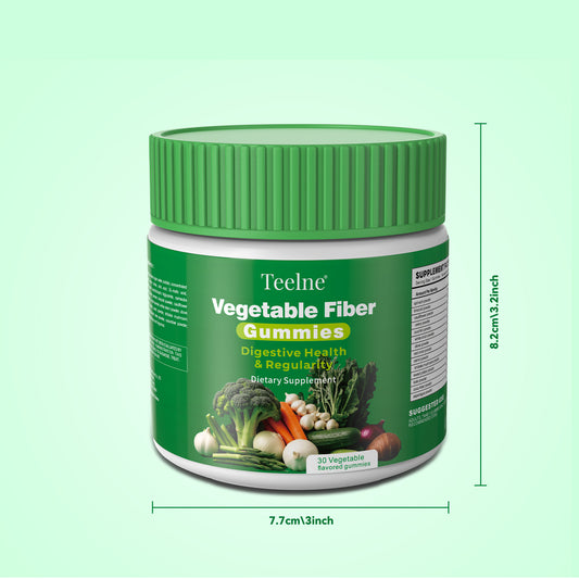 Teelne 14 in 1 Veggies Fiber Gummies Dietary Supplement for Digestive Health & Regulari with Natural Greens Vegetable Vitamins to Boost Immunity, Skin & Gut Health, Vegan, Gelatin Free