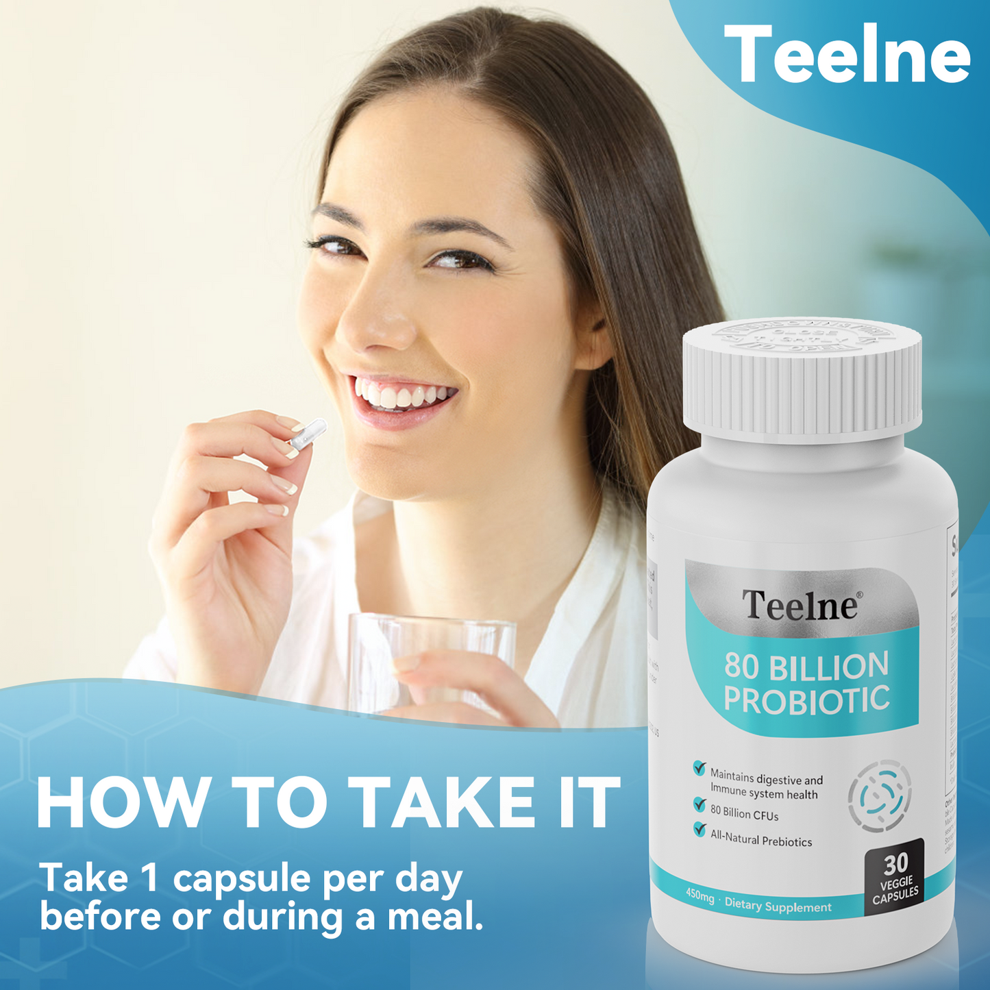 Teelne Probiotics, 30 - Capsule Bottle for Men's And Women's Immune And Digestive Health - 16 Strains Of Probiotics - Shelf Stable