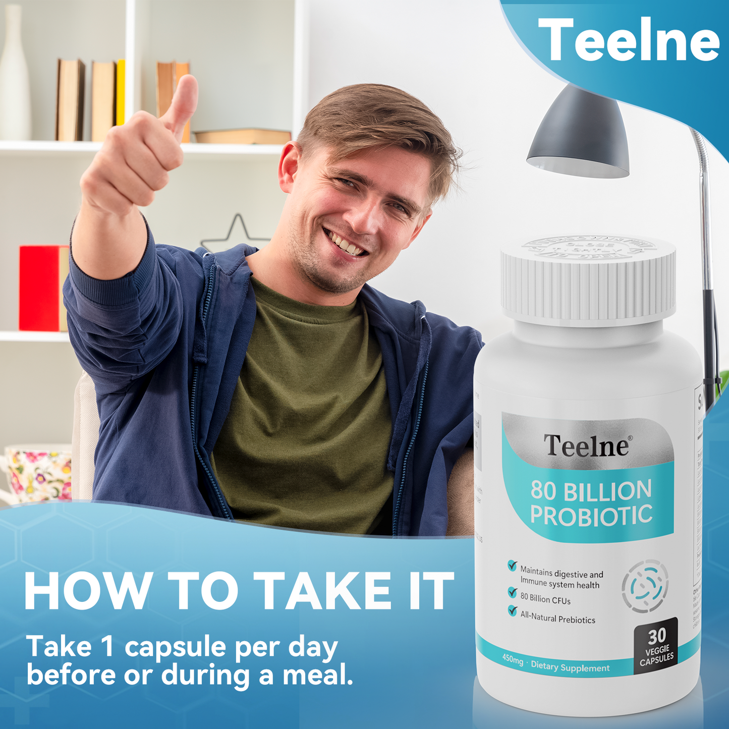 Teelne Probiotics, 30 - Capsule Bottle for Men's And Women's Immune And Digestive Health - 16 Strains Of Probiotics - Shelf Stable