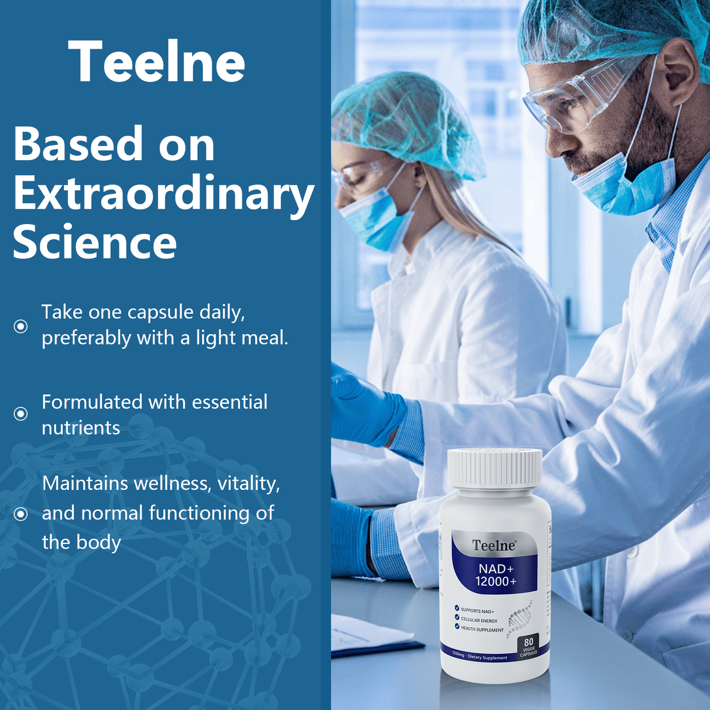 Teelne 5 in 1 NAD+ Supplement VitalBoost Cellular Energy & Vitamin Healthcare Supplement for Skin Aging Support, Energy, Focus Finess Edible