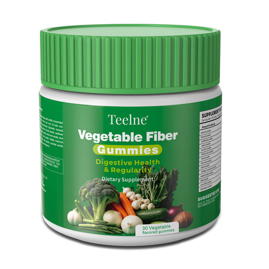 Teelne 14 in 1 Veggies Fiber Gummies Dietary Supplement for Digestive Health & Regulari with Natural Greens Vegetable Vitamins to Boost Immunity, Skin & Gut Health, Vegan, Gelatin Free