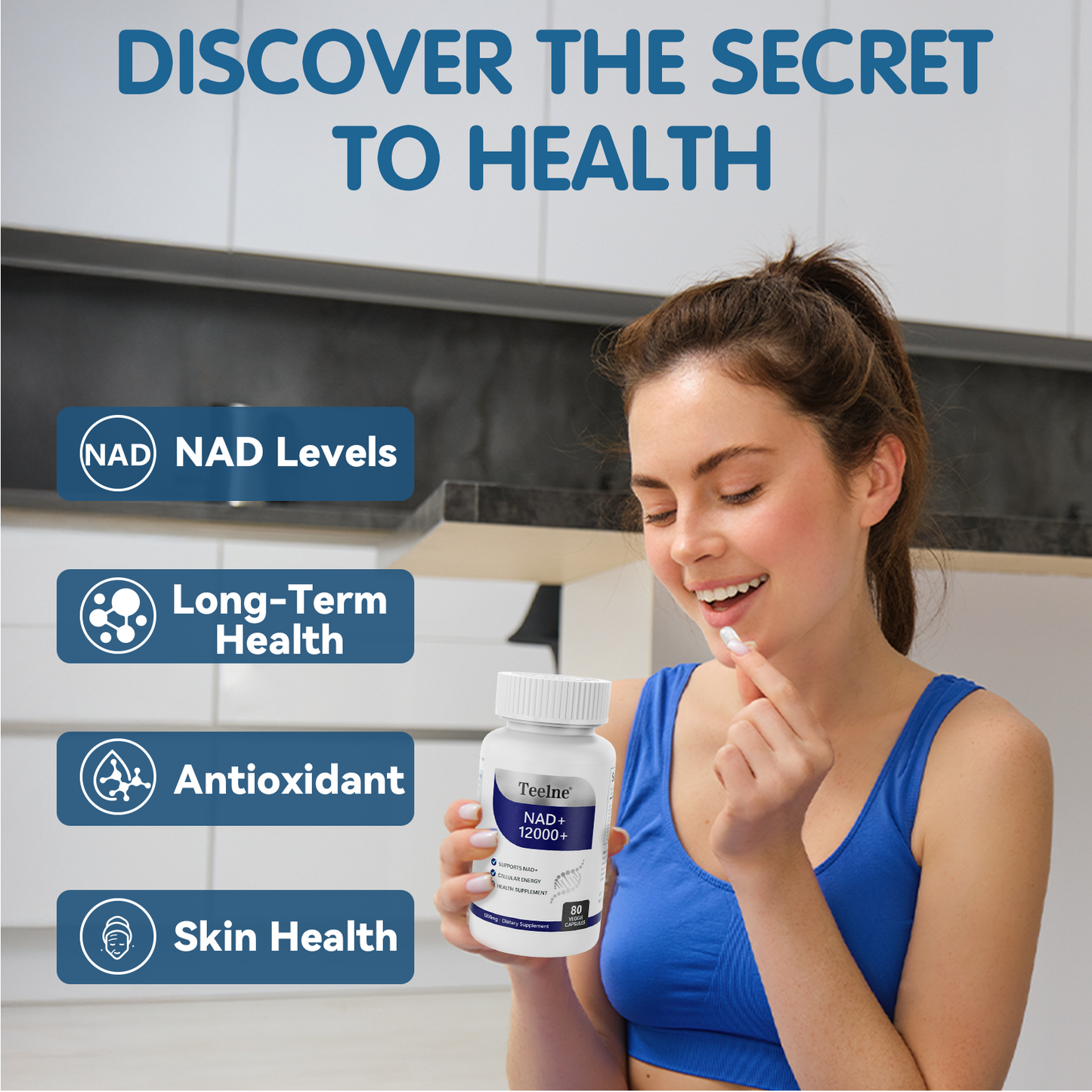 Teelne 5 in 1 NAD+ Supplement VitalBoost Cellular Energy & Vitamin Healthcare Supplement for Skin Aging Support, Energy, Focus Finess Edible