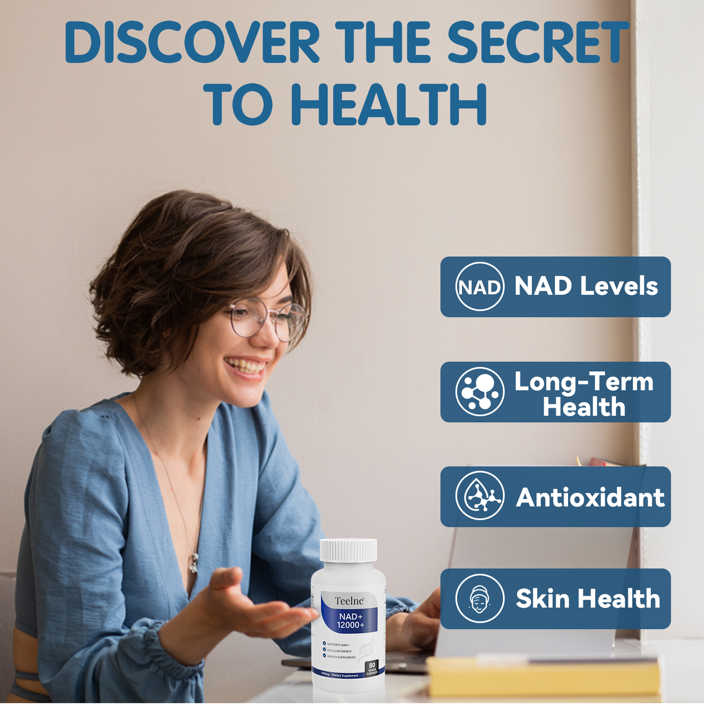 Teelne 5 in 1 NAD+ Supplement VitalBoost Cellular Energy & Vitamin Healthcare Supplement for Skin Aging Support, Energy, Focus Finess Edible